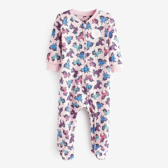6 months baby girls Converse unicorn 🦄 printed long sleeve footie - Picture 1 of 5